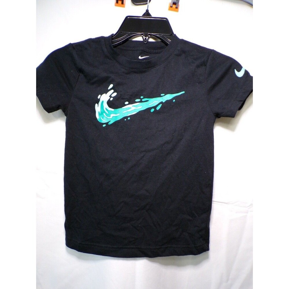 Nike Boys The Nike Tee Splash Swoosh Graphic T Shirt Black Size 6 7 Years